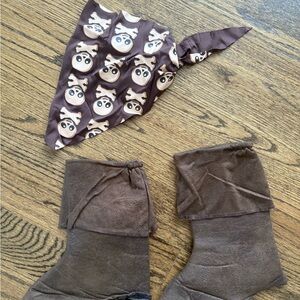 Kids Pirate Brown Bandana and Boot Covers Halloween Costunme Set
